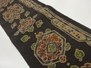 草花に幾何学模様全通袋帯